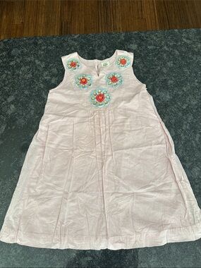 Mini Boden Floral appliqué Cotton Sleeveless Dress Size 9-10